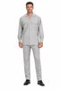 Mens Luxury Grey Wool Two-Piece Leisure Walking Suit