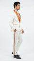 Men's Ivory and Gold Jacquard Tuxedo Suit + Bowtie – Formal Wedding, Prom, and Gala Outfit in Cream Off White color