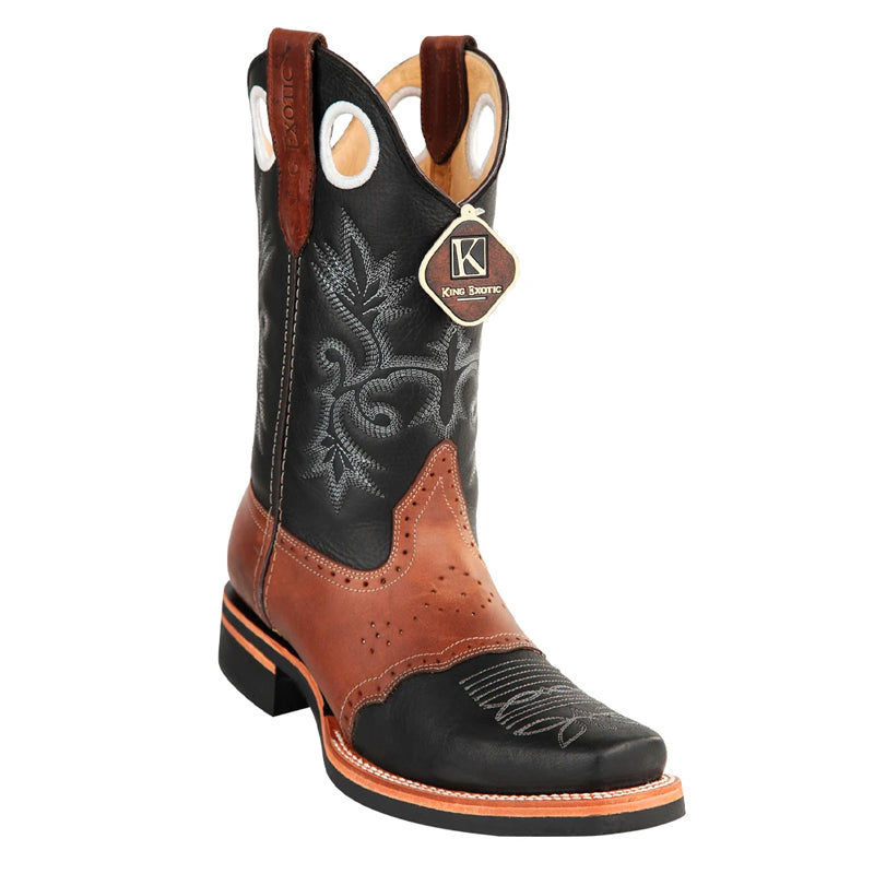 Men's King Exotic Python Boots With Saddle Vamp Handmade Square Toe Natural (48175749)