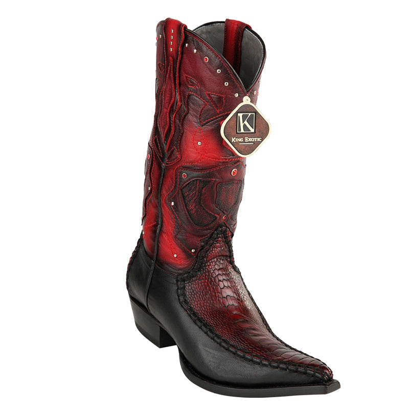 Men's King Exotic Boots Genuine Ostrich 3x Toe Boot - Burgundy (495v20343) main image 1