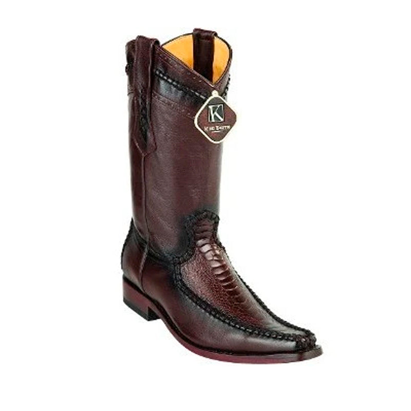 Men's King Exotic Ostrich Leg Boots With Rubber Sole & Saddle Square Toe Brown (48160507) main image 1