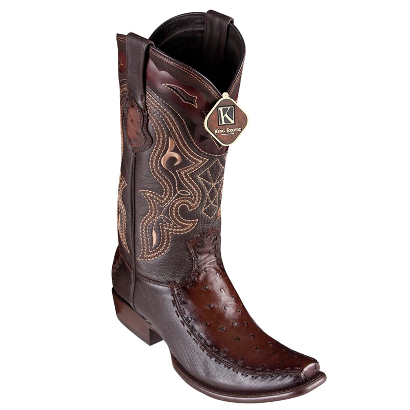 Men's King Exotic Ostrich Leg Boots – Deer Dubai Toe, Handcrafted Black Cherry