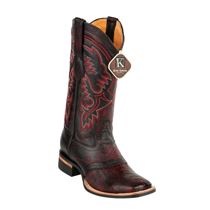 Men's King Exotic Square Toe Ostrich Boots Rubber Sole & Saddle Brown (48160307) Boots by King Exotic