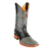 Men's King Exotic Ostrich Square Toe Boots With Saddle Handmade Gray (48170309)