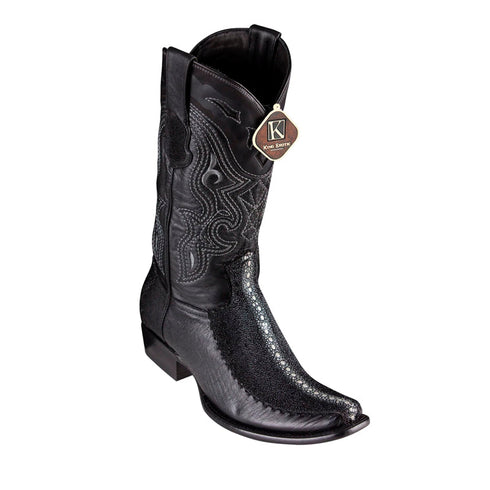 Men's King Exotic Stingray Boots With Deer Dubai Toe Handcrafted Rowstone Black (479F1105)