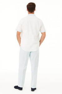 Men’s Sky Blue Two-Piece Short Sleeve Shirt and Pants Set – Casual Summer Outfit