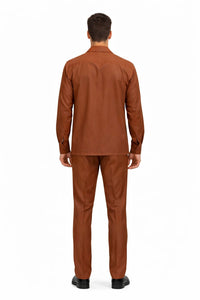 Mens Luxury Copper Wool Two-Piece Leisure Walking Suit