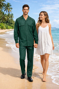 Mens Luxury Hunter Green Wool Two-Piece Leisure Walking Suit