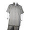 Men's 2 piece Sets Casual Short sleeve shirt and pant walking suit in Grey stripe