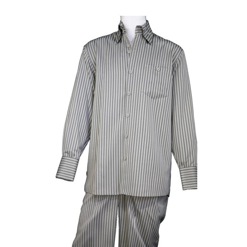 Men's 2 piece Sets Long Sleeve walking suit in Bold charcoal pinstripe
