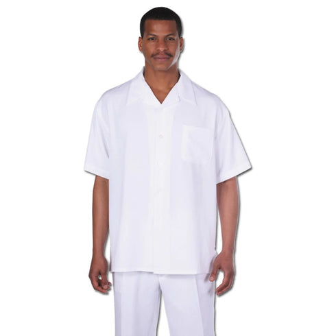 Men's 2 piece Sets Summer Walking Suit in Solid White