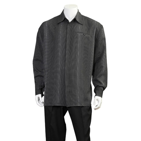Men's 2 piece Sets long sleeve Mini Check walking suit in black