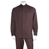Men's 2 piece Sets long sleeve mandarin collar casual leisure set in brown