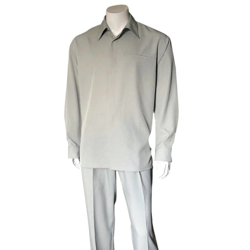Men's 2 piece Sets long sleeve mandarin collar casual leisure set in cream