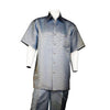 Men's 2 piece Sets short sleeve Alligator print walking suit in Navy