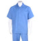 Men's 2 piece Sets short sleeve casual summer walking suit in solid blue