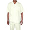 Men's 2 piece Sets short sleeve casual summer walking suit in solid cream