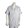 Men's 2 piece Sets short sleeve leisure set walking suit in grey diagonal pinstripe