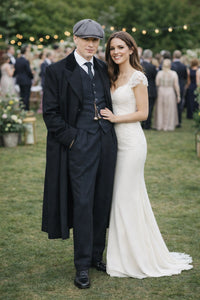 Men's Black Collar Viscose Lining Peaky Blinders Suit - Peaky Blinders Outfit + Overcoat + Hat (Peaky Blinder Custome)