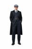 Men's Black Collar Viscose Lining Peaky Blinders Suit - Peaky Blinders Outfit + Overcoat + Hat (Peaky Blinder Custome)