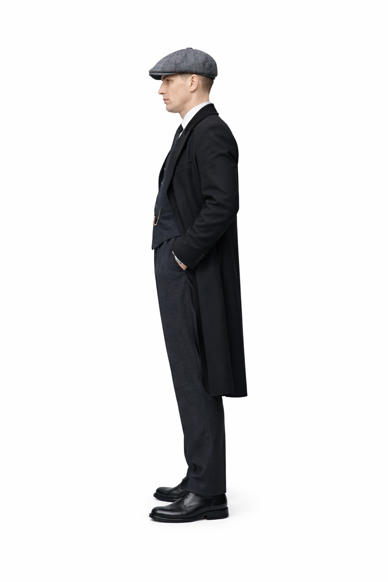 Peaky Blinders Mens Black Collar Viscose Lining Suit