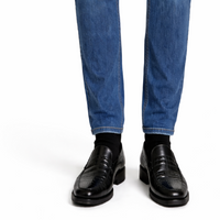 Men’s Black Genuine Crocodile and Calfskin Leather Slip-On Dress Shoes