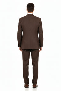 Men’s Brown Pinstripe 3-Piece Suit