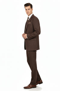 Men’s Brown Pinstripe 3-Piece Suit