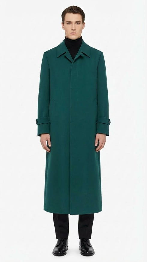 Men’s Full-Length Green Overcoat