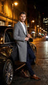 Men’s Grey Herringbone Overcoat
