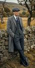Men’s Grey Peaky Blinders Style Long Overcoat