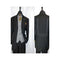 Men's Grey Trimmed Single Breasted Vest Belted Back Black Suit