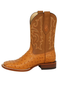 Men's Los Altos Ostrich Skin Wide Square Toe Boots - B