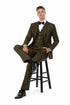 Men’s Olive Green Vintage Tweed Wedding Suit – Two Button Jacket with Vest