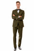 Men’s Olive Green Vintage Tweed Wedding Suit – Two Button Jacket with Vest