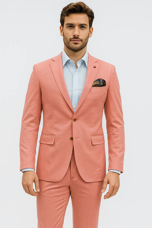 Men’s Slim Fit Stretch Suit – Salmon