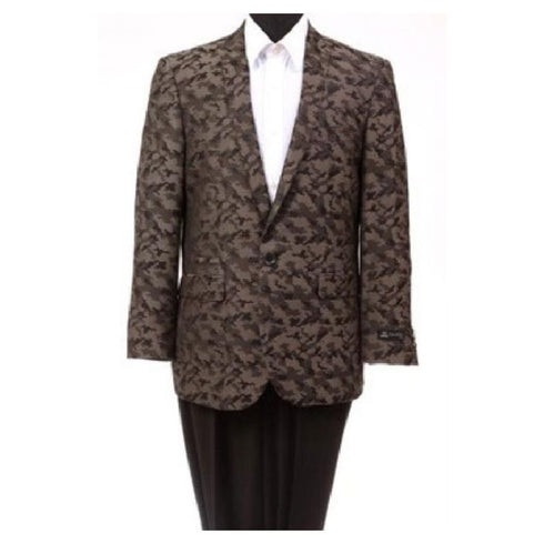 Men's Tazio Abstract Design Slim Fit Fashion Jacket Brown
