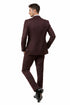 Men’s Two Button Vested Vintage Style Tweed Wedding Suit – Burgundy