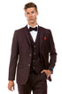 Men’s Two Button Vested Vintage Style Tweed Wedding Suit – Burgundy