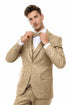Men’s Two Button Vested Vintage Style Tweed Wedding Suit in Beige