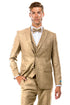Men’s Two Button Vested Vintage Style Tweed Wedding Suit in Beige