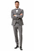 Men’s Two Button Vested Vintage Style Tweed Wedding Suit in Grey