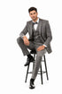 Men’s Two Button Vested Vintage Style Tweed Wedding Suit in Grey