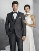 Mens Vested Slim Fit Two Button Trim Notch Tuxedo Charcoal - Mens Slim Fitted Tuxedo