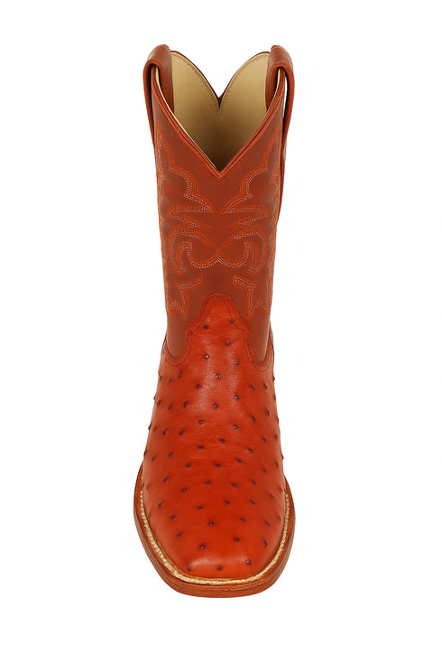 Men's Los Altos Ostrich Skin Wide Square Toe Boots - B