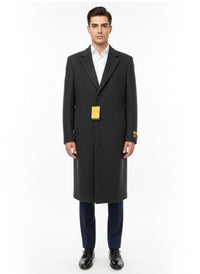 Mens Full Length Wool and Cashmere Overcoat - Winter Topcoats - Black Coat