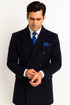Navy Blue Overcoat - Blue Winter Topcoat - Fabric Double Breasted