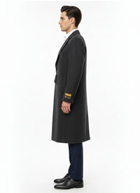 Mens Full Length Wool and Cashmere Overcoat - Winter Topcoats - Black Coat