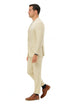 Mens Two Piece Linen Suit Relaxed Hybrid Fit No Collar