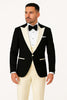 Mens Black and Ivory Tuxedo with Wide Shawl Lapel – 3 Piece Black and off White Lapel ! Vested Suit